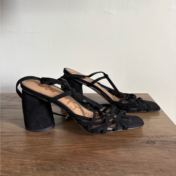 Sam Edelman Daffodil Black Suede Block Heels - Size 8.5 - Picture 4 of 8